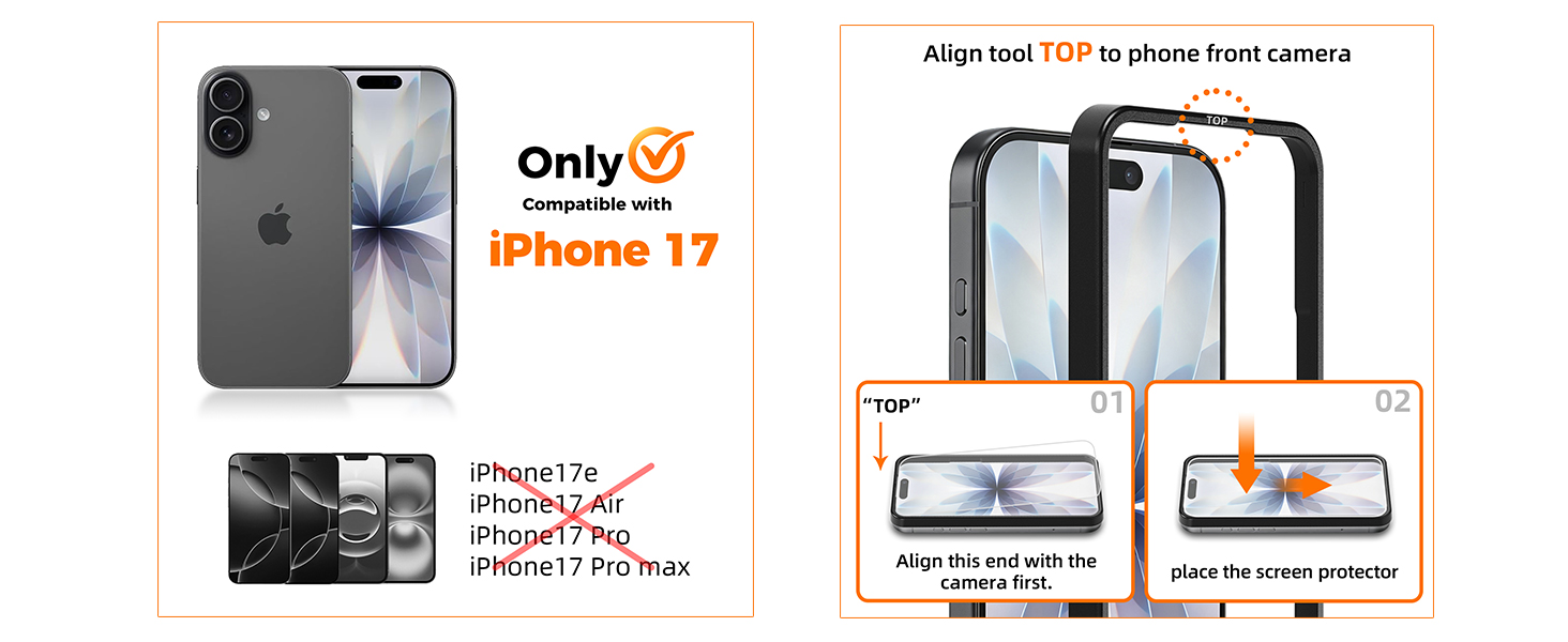 WowFluy 2 Pack Screen Protector for iPhone 17 with Lens Protector