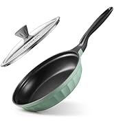 BUYDEEM Cast Aluminum Non Stick Frying Pan 10.2 Inch, Rapid Even Heating Skillet with Glass Lid, ...