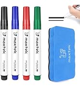 maxtek Low Odor Dry Erase Markers Chisel Tip, Whiteboard Markers Set Assorted Colors 4 Count with...