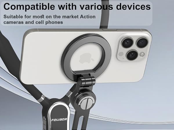 Magnetic Neck Phone Holder, 4 in 1 Neck Mount for Phones Action Camera Gopro, Cell Phone Neck Holder