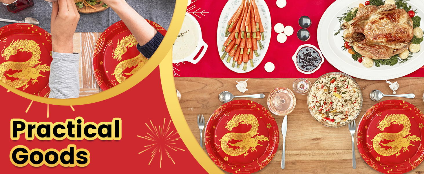 24Pcs Chinese New Year Paper Plates