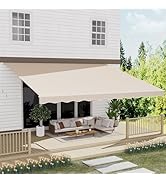 GDPFN 13' x 10' Awning for Patio, Sunsetter Retractable Awning Waterproof Cover Outdoor Patio Can...