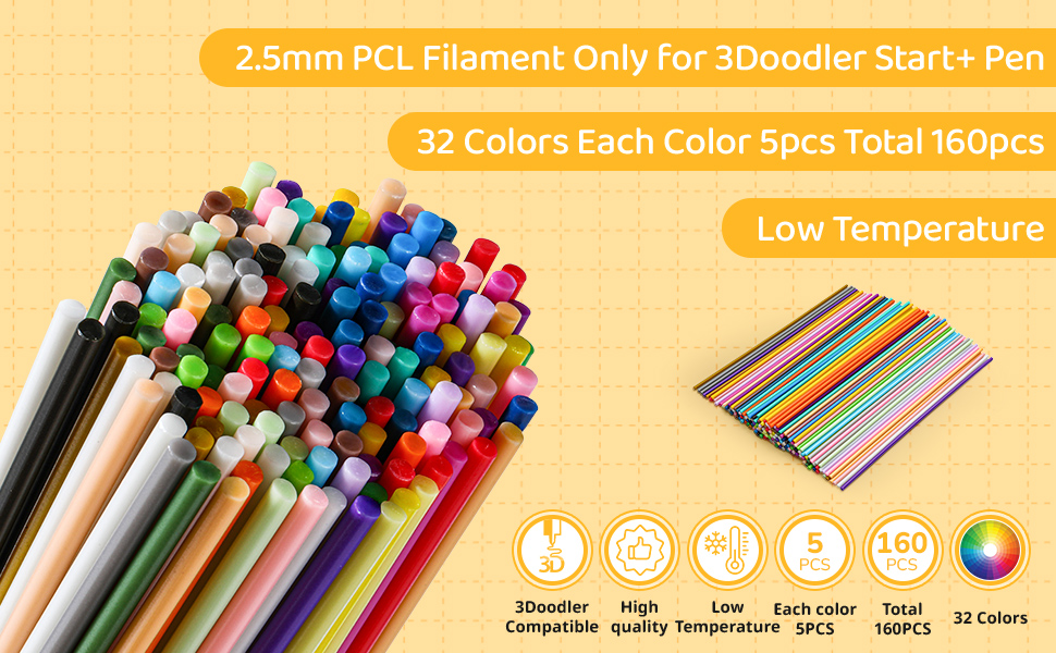 2.5mm PCL Filament Only for 3Doodler Start+ Pen