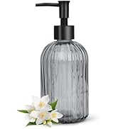 Topsky Glass Soap Dispenser with Plastic Pump, 400ml Liquid Hand Soap Dispenser, Rustproof Pump f...