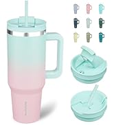 BJPKPK Tumbler With Handle And Straw 40oz Insulated Tumbler Cups With Lid Stainless Steel Travel ...