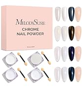 MelodySusie 4Pcs Chrome Nail Powder for Gel Nails, Aurora Fine Glitter Powder Mirror Effect Pigme...