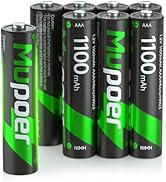 Mupoer Rechargeable AAA 8 Pack, Ni-MH 1100mAh High Capacity, Long-Lasting and Pre-Charged Triple ...