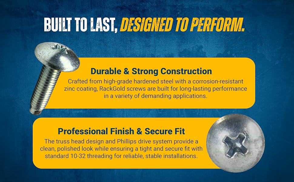 RackGold zinc screws high-strength durable corrosion steel precision Phillips truss professional