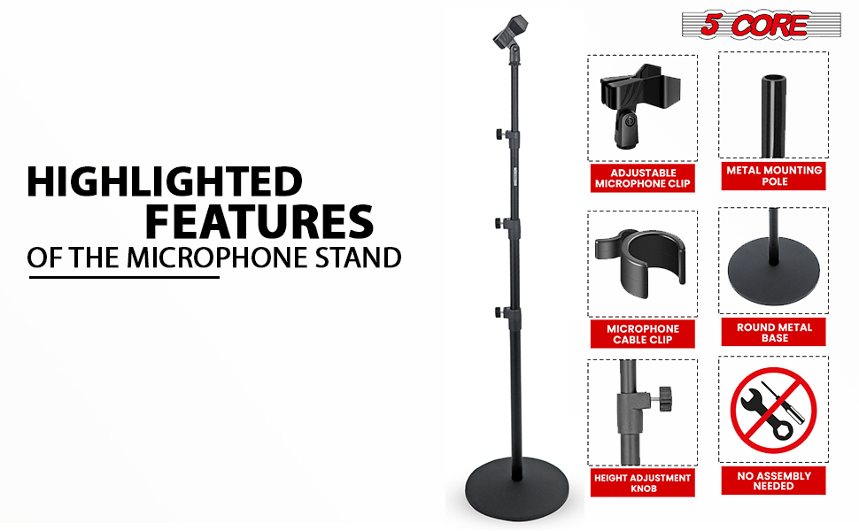 Mic Stand Floor Height Adjustable Universal Heavy Duty Microphone Stands