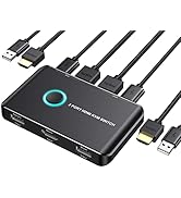 KVM Switch HDMI 2 Port Box,ABLEWE USB and HDMI Switch for 2 Computers Share Keyboard Mouse Printe...