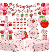 Strawberry Baby Shower Decorations for Girls, 190Pcs A Berry Sweet Baby is on the Way Party Suppl...