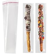 100 Pcs Self Sealing Cellophane Bags: 2x10 Inches Clear Pretzel Rod Resealable Pretzels Individua...