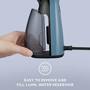 Easy to remove and fill 110ml water reservoir