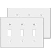 BESTTEN 2 Pack 3-Gang Toggle Wall Plate, Unbreakable Polycarbonate Toggle Light Switch Cover, Sta...