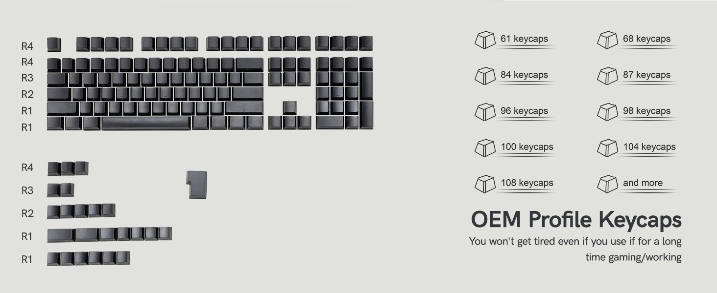 Double shot gaming keycaps, PBT material