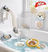 No-Hole Otter Bath Toys Set for Toddler 1-3, 11 Pcs | BPA-free, 6 cute animals