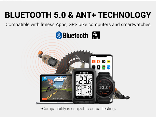 COOSPO Bike Cadence Speed Sensor BK9,Bluetooth 5.0 ANT+ Cycling Cadence Bicycle RPM Sensor