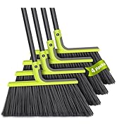 TidyBliss 4 Packs Outdoor Broom Heavy Duty, 56 inches Tall Commercial Soft Bristle Angle Brush fo...