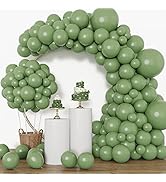 RUBFAC 129pcs Sage Green Balloons Latex Balloons Different Sizes 18 12 10 5 Inch Olive Green Part...