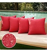 MIULEE Pack of 4 Decorative Outdoor Throw Pillow Covers Linen Waterproof Pillow Covers Farmhouse ...