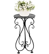 Metal Plant Stand, 17" Tall Single Plant Shelf Heavy Duty Flower Pot Stand Round Planter Holder f...