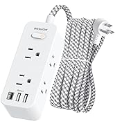 BESHON 10 FT Extension Cord, Surge Protector Power Strip with 6 Widely AC Outlets 3 USB Ports(1 U...