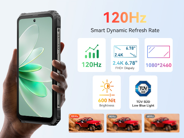 5g rugged smartphone unlocked with 120Hz Diaplay