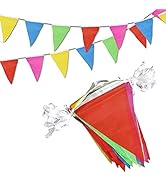 Novelty Place 100 Feet Pennant Banner - 75 Multicolor Bunting Flags - Birthday Party Grand Openin...