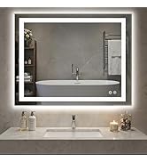 NEWBULIG Smart Anti-Fog LED Bathroom Mirror with Front Light &amp; Backlit, 3 Color Modes, Dimmable, ...