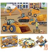 Jumbo Floor Puzzle for Kids, 48 Piece Large Construction Vehicle Jigsaw Puzzles for 3 4 5, Toddle...