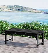 WestinTrends Malibu Outdoor Bench, All Weather Resistant Poly Lumber Backless Patio Garden Bench,...