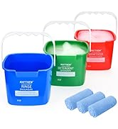 Matthew Red&amp;Green&amp;Blue Detergent and Sanitizing Cleaning Bucket 8 Quart Cleaning Pail,Set of 3 Sq...
