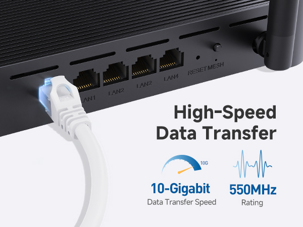High-performance Cat6 network cable for LAN connections and internet