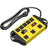 DEWENWILS Garage Power Strip Wall Mount, Wide Space 8-Outlet Industrial Power Strip with 2 USB, M...