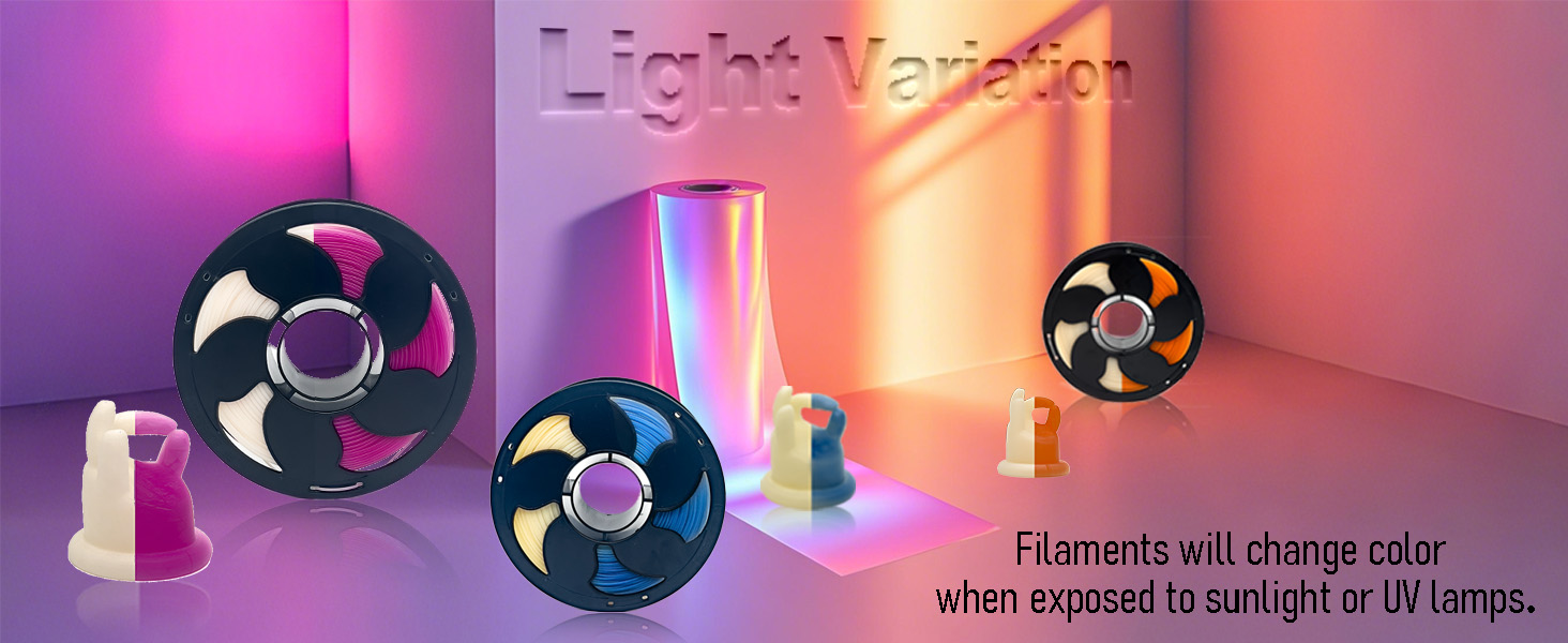 Toksen3D printing filament PLA PETG TPU gradient bi dual tri color rainbow filament