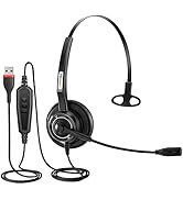 Arama USB Headset with Microphone Noise-Cancelling, Comfort Fit Computer Headset with Microphone ...
