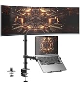 PUTORSEN Monitor and Laptop Mount Stand for Max 49” Screen and 18” Notebook, Fully Adjustable Mon...