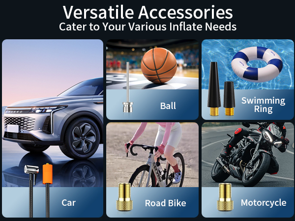 tire inflator portable air compressor pump for bike ball tire car