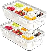 Mano 2pack Serving Trays for Party Divided Veggie Tray with Lid Sealed Sectioned Fruit Snack Serv...