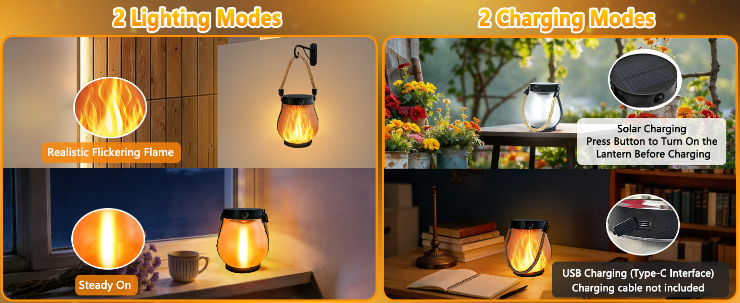 Solar Lantern Lights Outdoor Waterproof
