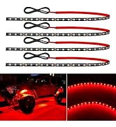 Miisiya 12V Led Light Strip Connectable 24Inch Red Led Strip Lights for Car Underglow Kit Golf Ca...