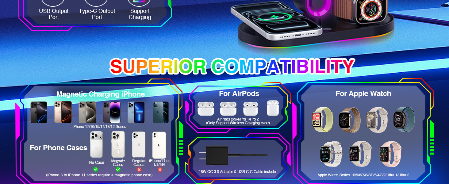 Gaming Headsets Stand with 15W Wireless Charger