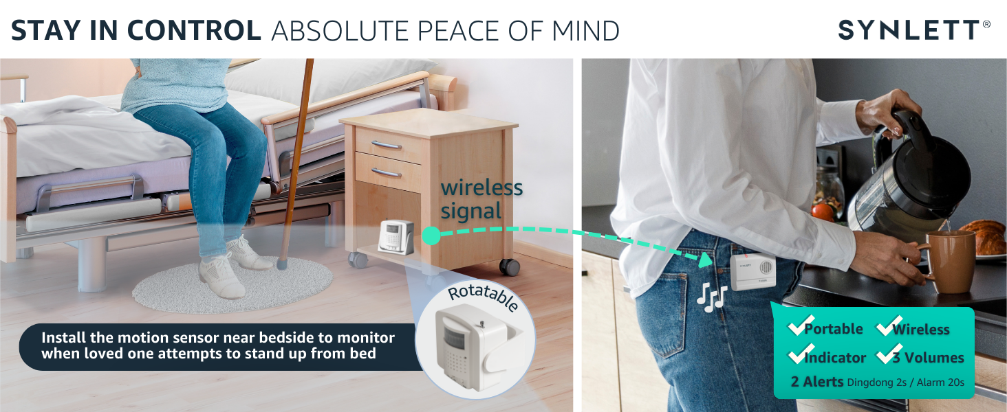 bed alarms fall prevention for elderly motion sensor indoor door alarm dementia patients fall alert