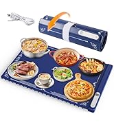 Nafewin Electric Warming Tray, Food Warming Mat with 8 Temperature Settings and 4 Hours Timer, Ch...