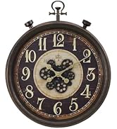 Monarch Specialties I 9074 Clocks, 24" Round, Gear Mechanism, Wall Clock, Brown, Traditional