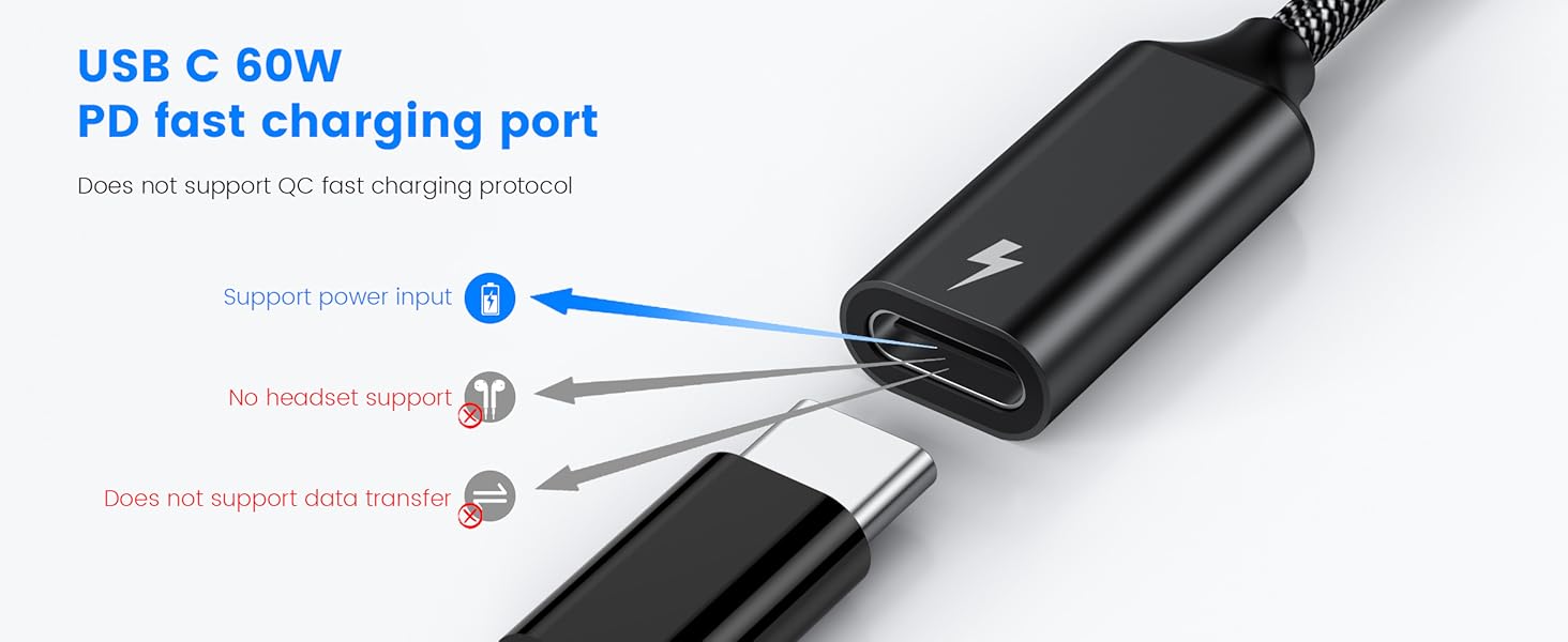usb c y cable splitter data power