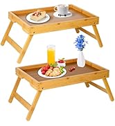 Asuthzon Bamboo Bed Tray Table with Foldable Legs, Breakfast in Bed Tray for Kitchen Serving Tray...