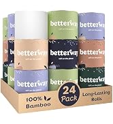 Betterway Bamboo Toilet Paper 3 Ply - Sustainable Toilet Tissue - 24 Long-Lasting Rolls &amp; 360 She...