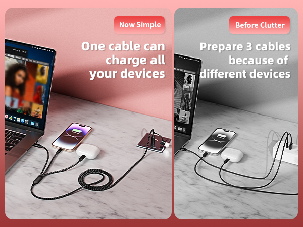 DUAL TYPE-C PORT 4 IN 1 CHARGING CABLES