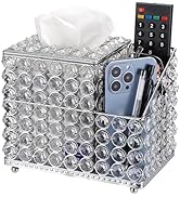 Sumnacon Tissue Box Square Tissue Box Cover with Storage Sparkling Silver Tissue Box Holder with ...